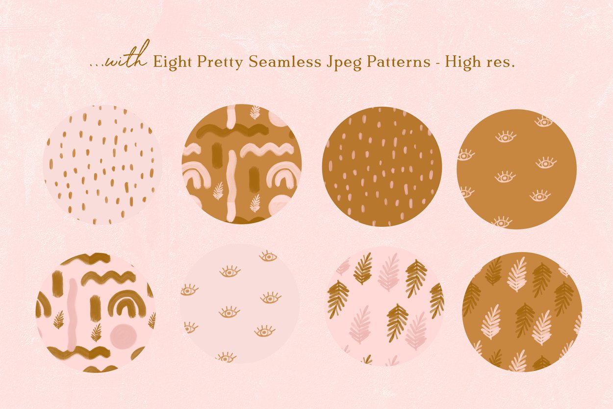 Preview image 1 - Pink & Terracotta Patterns & Shapes (Illustrations) by Nicky Laatz