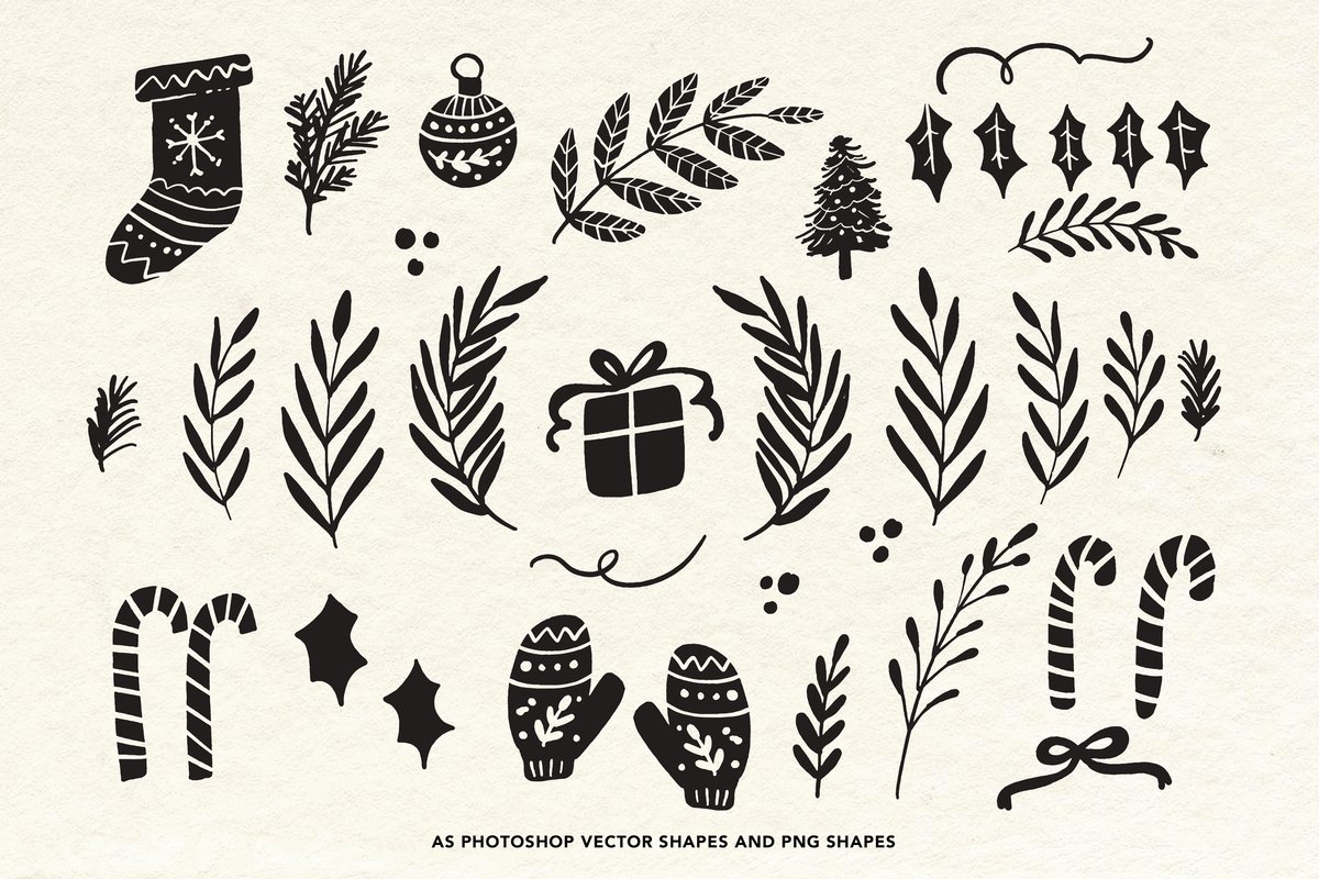 Preview image 1 - Christmassy Watercolour Photoshop Styles and Doodles (Add On) by Nicky Laatz
