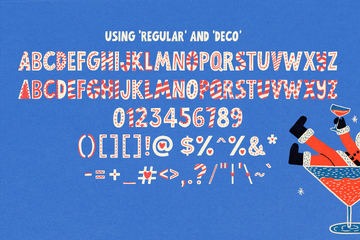 Preview image 10 - Club Merry Layered Font (Font) by Nicky Laatz